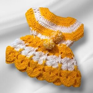 Infant Yellow Crochet Handmade Infant Dress Brand New Size 0-3 Months